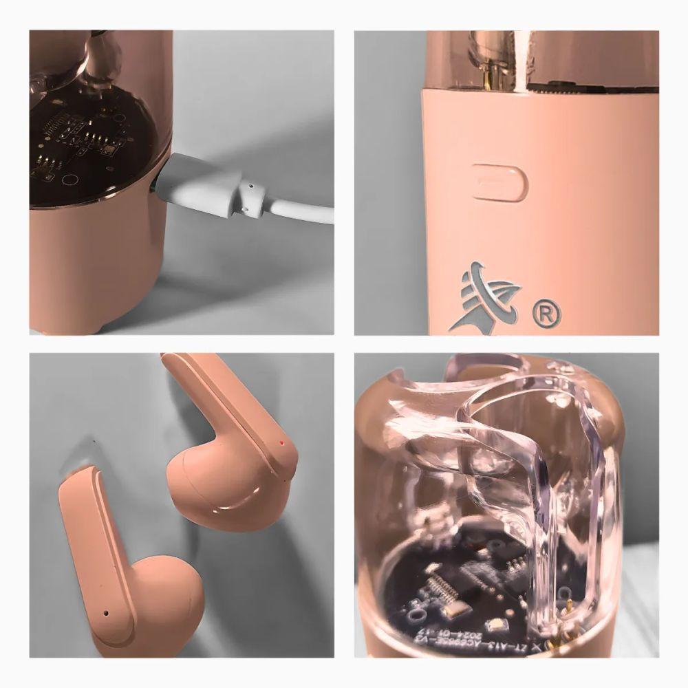 Fone De Ouvido Rosa Com Caixa De Som Bluetooth Sem Fio - 7