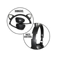 Fone Sem Fio Preto Dobrável Bluetooth Orelha Gatinho Led - 7