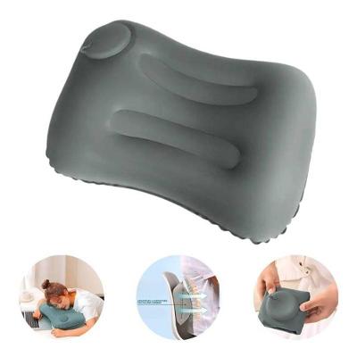 Travesseiro Cinza Almofada De Viagem Com Inflador Integrado