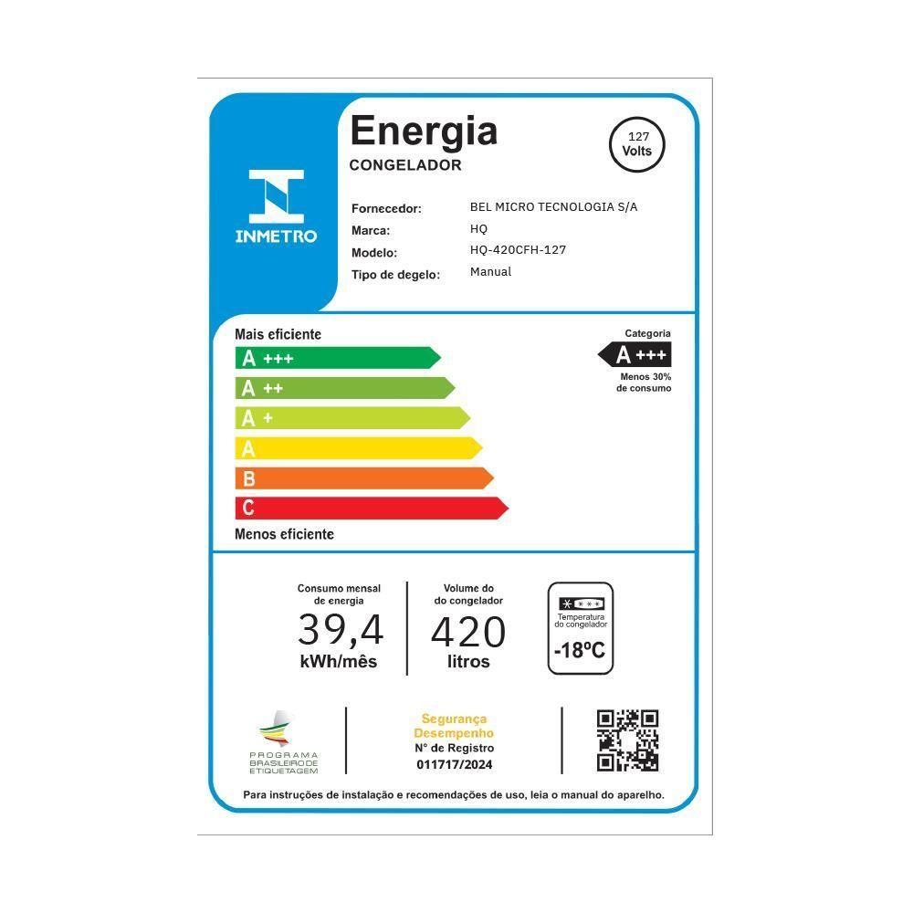 Freezer E Conservador Horizontal HQ Branco 420L HQ-420CFHB 110V - 10