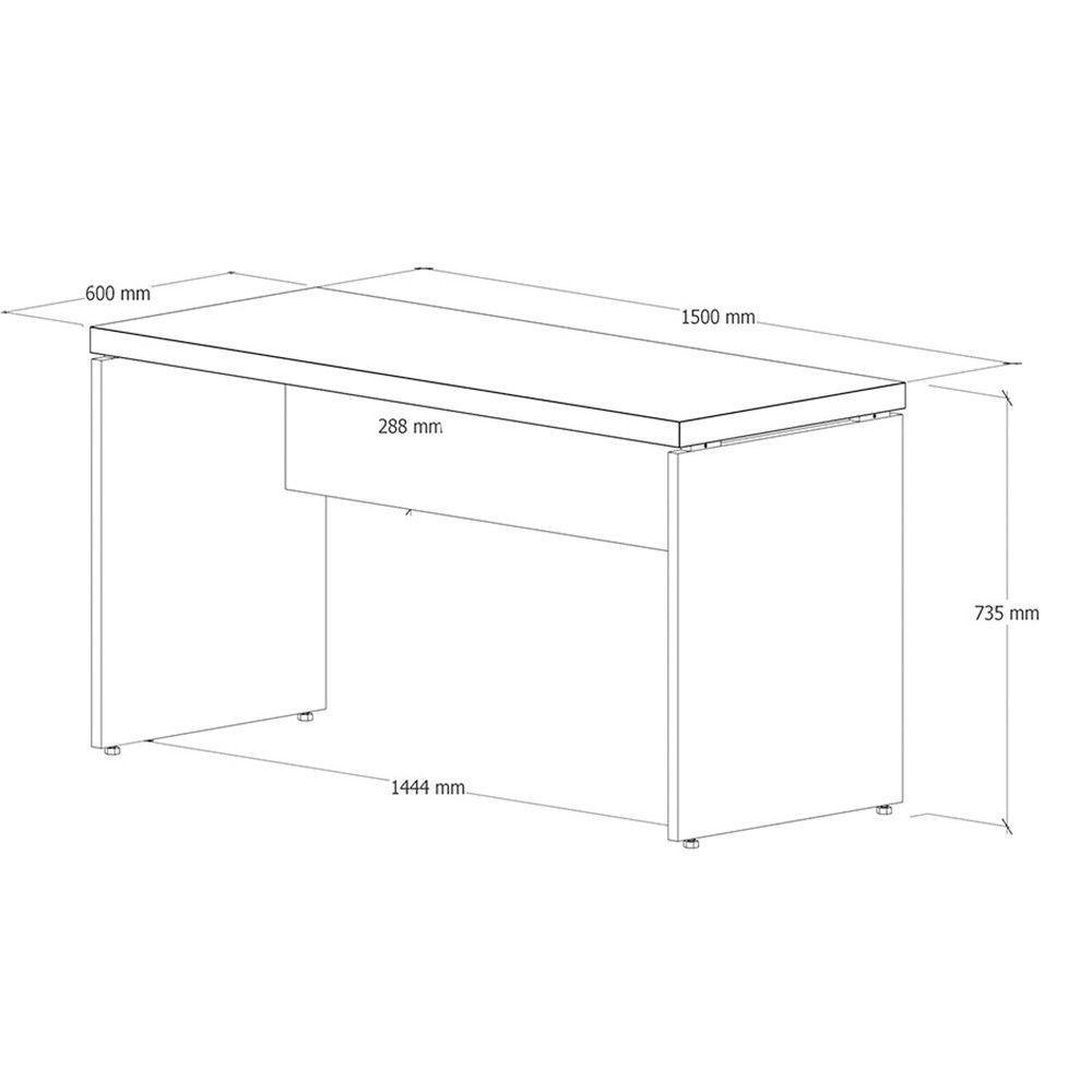 Mesa Escrivaninha Retangular Office 150cm Pé Painel Nogal/preto - 7