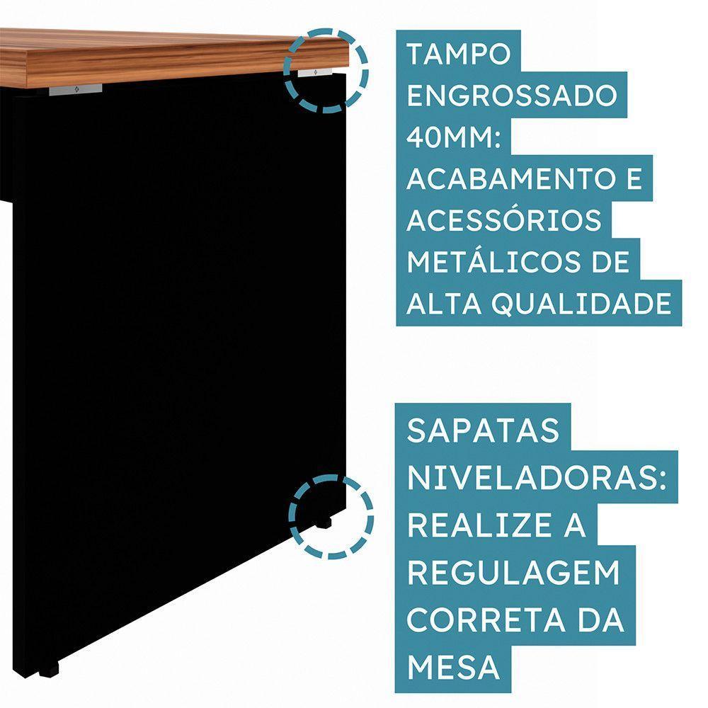 Mesa Escrivaninha Retangular Office 150cm Pé Painel Nogal/preto - 8