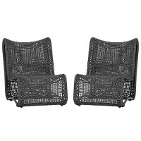 2 Cadeiras Poltronas Texas Corda Náutica Varanda Jardim Preto - 1