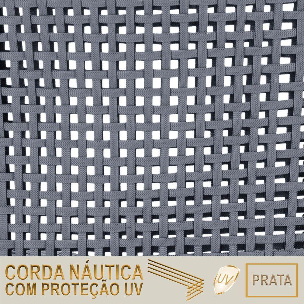 02 Cadeiras Floripa E Mesa Roma 80cm Marrom Trama Original Prata - 5