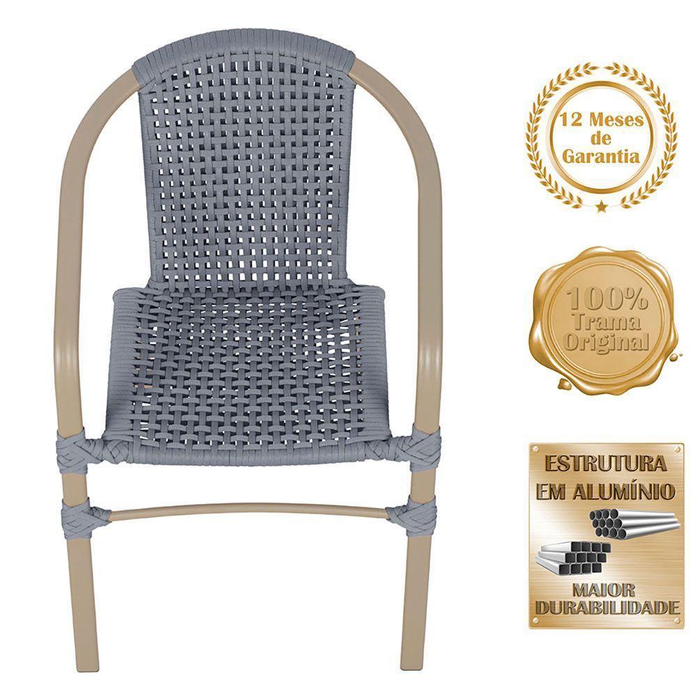 02 Cadeiras Floripa E Mesa Roma 80cm Fendi Trama Original Prata - 3