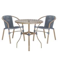 02 Cadeiras Floripa E Mesa Roma 80cm Fendi Trama Original Prata - 1