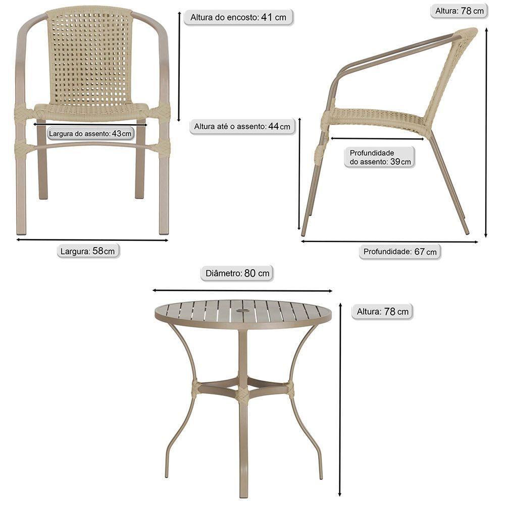 02 Cadeiras Floripa E Mesa Roma 80cm Fendi Trama Original Rami - 2