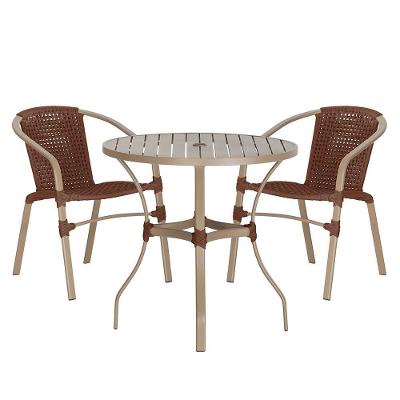 02 Cadeiras Floripa E Mesa Roma 80cm Fendi Trama Original Marrom