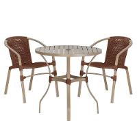 02 Cadeiras Floripa E Mesa Roma 80cm Fendi Trama Original Marrom - 1