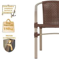 02 Cadeiras Floripa E Mesa Roma 80cm Fendi Trama Original Marrom