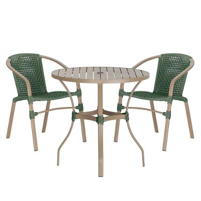 02 Cadeiras Floripa E Mesa Roma 80cm Fendi Trama Original Verde