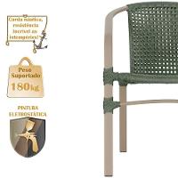 02 Cadeiras Floripa E Mesa Roma 80cm Fendi Trama Original Verde