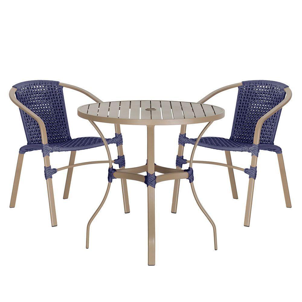 02 Cadeiras Floripa E Mesa Roma 80cm Fendi Trama Original Azul - 1