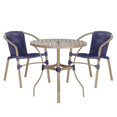 02 Cadeiras Floripa E Mesa Roma 80cm Fendi Trama Original Azul
