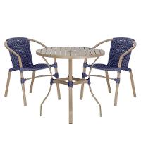 02 Cadeiras Floripa E Mesa Roma 80cm Fendi Trama Original Azul - 1