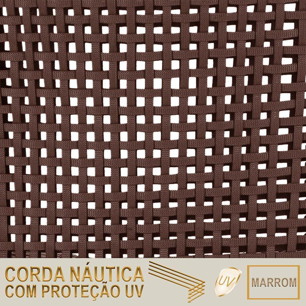04 Cadeiras Floripa E Mesa Roma 80cm Marrom Trama Original Marrom - 5