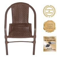 04 Cadeiras Floripa E Mesa Roma 80cm Marrom Trama Original Marrom - 3