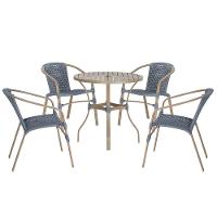 04 Cadeiras Floripa E Mesa Roma 80cm Fendi Trama Original Prata - 1