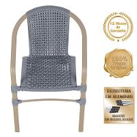 04 Cadeiras Floripa E Mesa Roma 80cm Fendi Trama Original Prata - 3