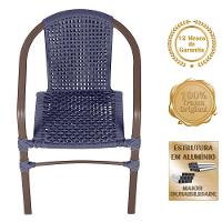 02 Cadeiras Floripa E Mesa Roma 80cm Marrom Trama Original Azul - 5