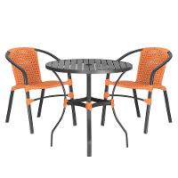 02 Cadeiras Floripa E Mesa Roma 80cm Preta Trama Original Terra Cota - 1