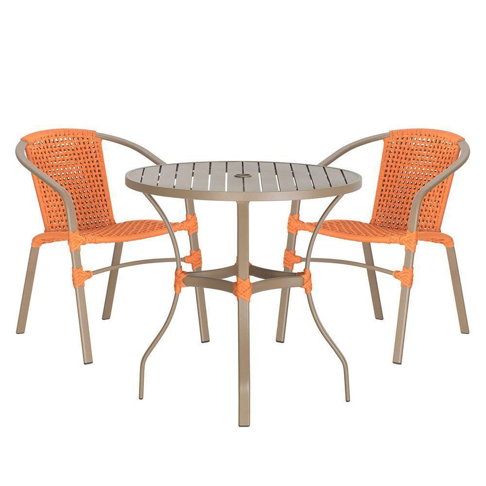 02 Cadeiras Floripa E Mesa Roma 80cm Fendi Trama Original Terra Cota - 1