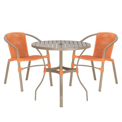 02 Cadeiras Floripa E Mesa Roma 80cm Fendi Trama Original Terra Cota