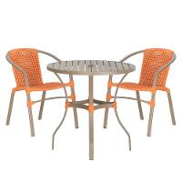 02 Cadeiras Floripa E Mesa Roma 80cm Fendi Trama Original Terra Cota - 1