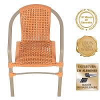 02 Cadeiras Floripa E Mesa Roma 80cm Fendi Trama Original Terra Cota