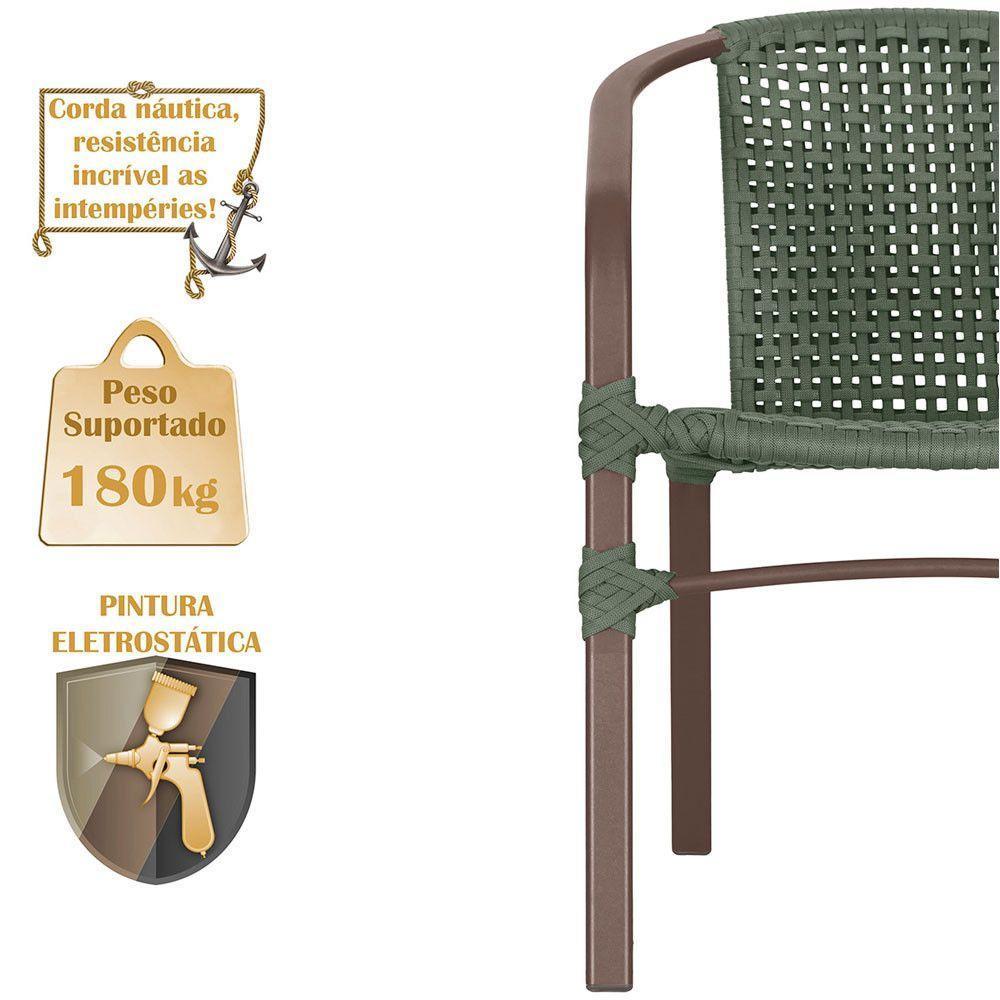 02 Cadeiras Floripa E Mesa Roma 80cm Marrom Trama Original Verde - 4