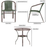 02 Cadeiras Floripa E Mesa Roma 80cm Marrom Trama Original Verde - 2