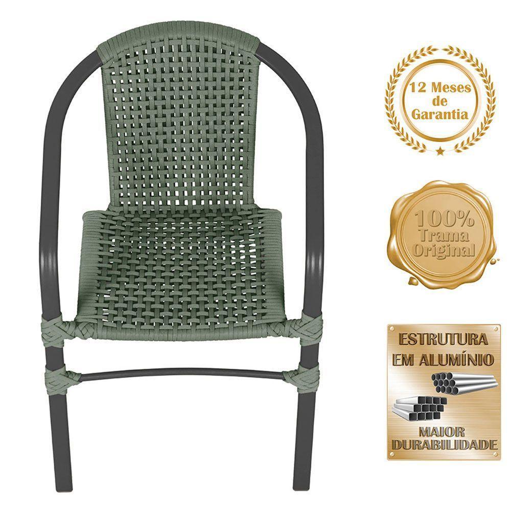 02 Cadeiras Floripa E Mesa Roma 100cm Preta Trama Original Verde - 3