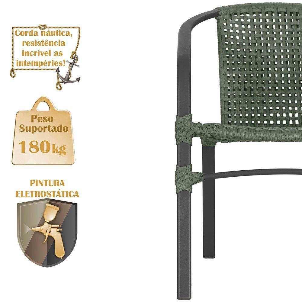 02 Cadeiras Floripa E Mesa Roma 100cm Preta Trama Original Verde - 4