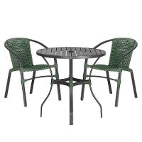 02 Cadeiras Floripa E Mesa Roma 100cm Preta Trama Original Verde - 1