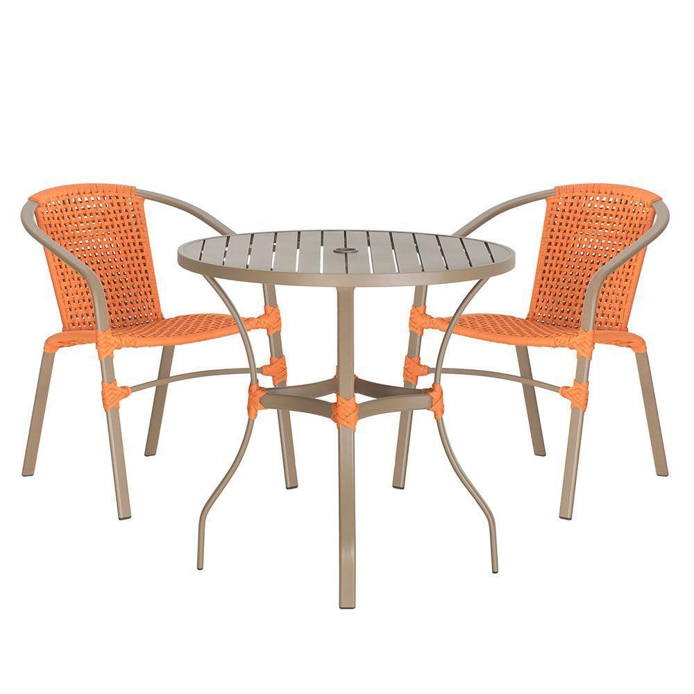 02 Cadeiras Floripa E Mesa Roma 100cm Fendi E Corda Nautica Terra Cota - 1