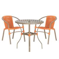 02 Cadeiras Floripa E Mesa Roma 100cm Fendi E Corda Nautica Terra Cota - 1