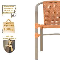 02 Cadeiras Floripa E Mesa Roma 100cm Fendi E Corda Nautica Terra Cota