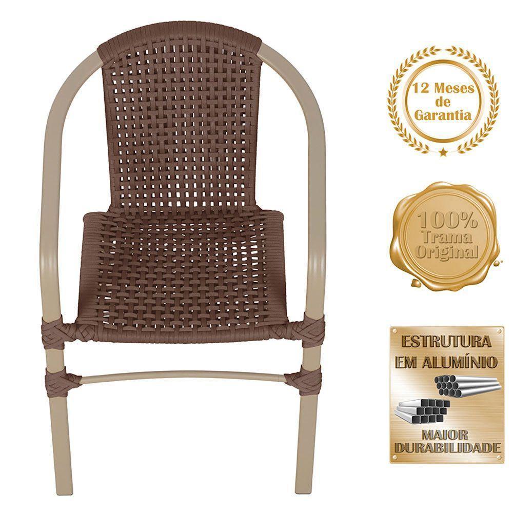 02 Cadeiras Floripa E Mesa Roma 100cm Fendi E Corda Nautica Marrom - 3