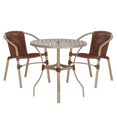 02 Cadeiras Floripa E Mesa Roma 100cm Fendi E Corda Nautica Marrom