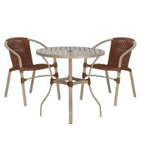 02 Cadeiras Floripa E Mesa Roma 100cm Fendi E Corda Nautica Marrom - 1