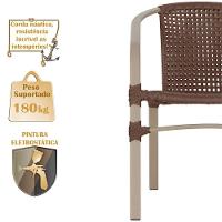 02 Cadeiras Floripa E Mesa Roma 100cm Fendi E Corda Nautica Marrom