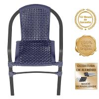 04 Cadeiras Floripa E Mesa Roma 80cm Preta Trama Original Azul - 3