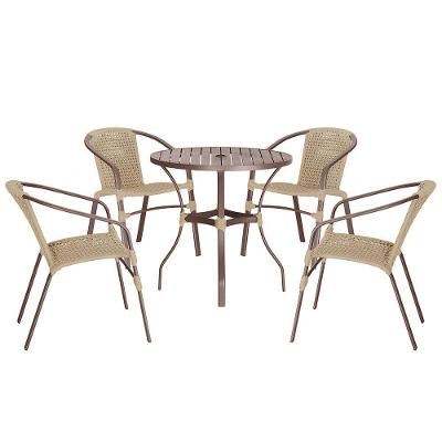 04 Cadeiras Floripa E Mesa Roma 80cm Marrom Trama Original Rami