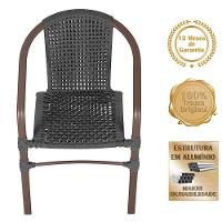 04 Cadeiras Floripa E Mesa Roma 80cm Marrom Trama Original Preto - 3