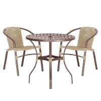 02 Cadeiras Floripa E Mesa Roma 80cm Marrom Trama Original Rami - 1