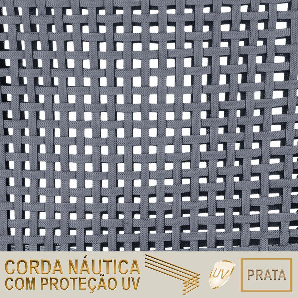 02 Cadeiras Floripa E Mesa Roma 80cm Preta Trama Original Prata - 5