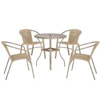 04 Cadeiras Floripa E Mesa Roma 80cm Fendi Trama Original Rami - 1