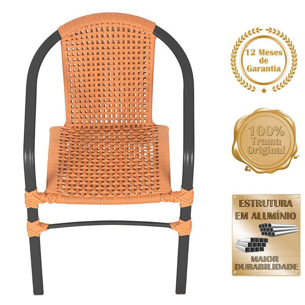 02 Cadeiras Floripa E Mesa Roma 100cm Preta Trama Original Terra Cota - 3