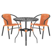 02 Cadeiras Floripa E Mesa Roma 100cm Preta Trama Original Terra Cota - 1