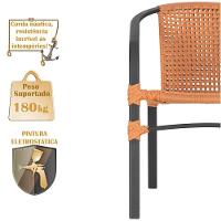 02 Cadeiras Floripa E Mesa Roma 100cm Preta Trama Original Terra Cota